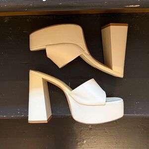 Larroude Cream Platform Heels